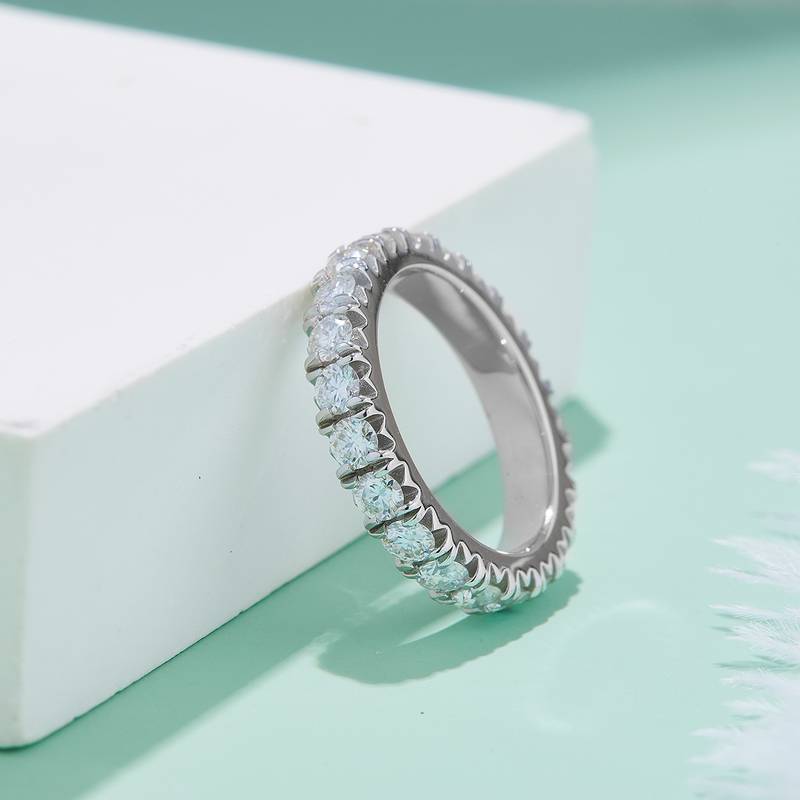 Full circle tiger claw guard ring S925 silver plated platinum moissanite diamond gemstone 3.0mm